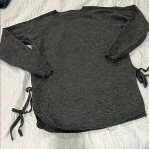 Charcoal Gray Women's Sweater with Side Ties